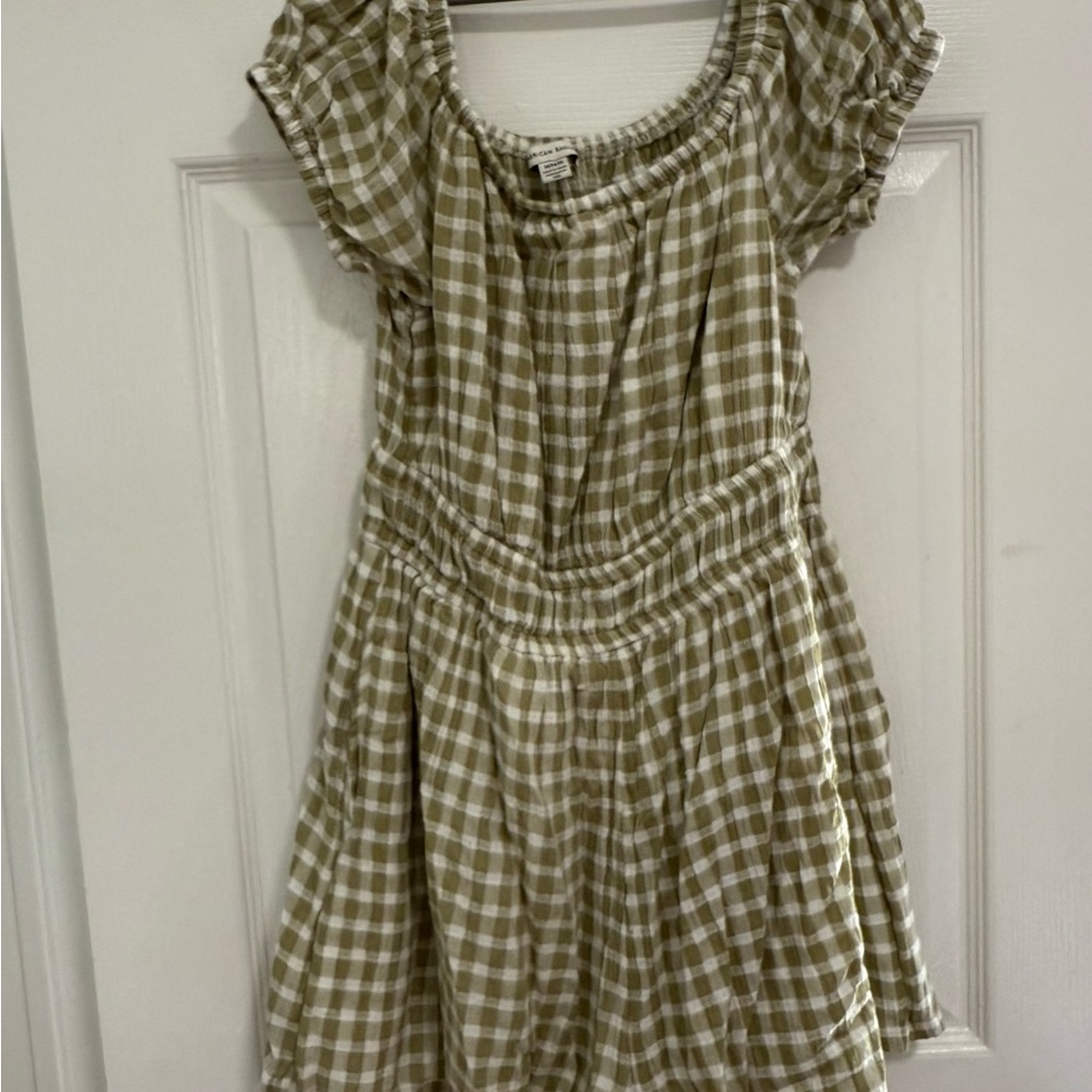 American Eagle Outfitters Women’s Gingham Romper - Green and White